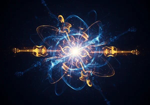 Abstract representation of musicians in perfect rhythmic groove