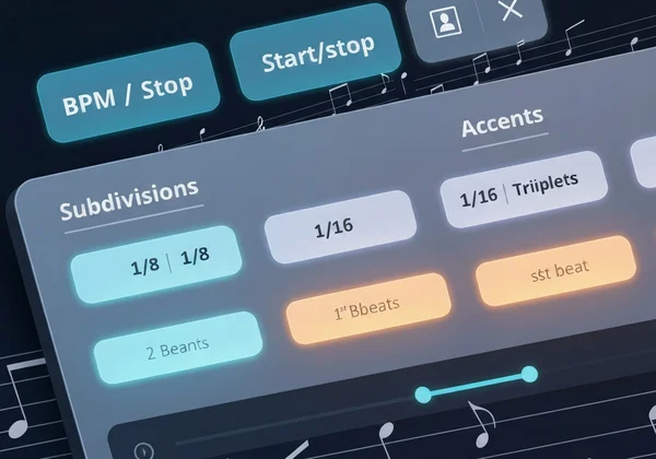 Metronome interface with subdivision and accent controls
