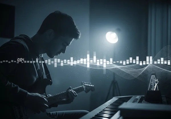 Musician focused on practice, enhancing rhythmic stability