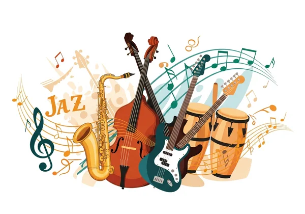 Diverse musicians playing jazz, funk, Latin music together