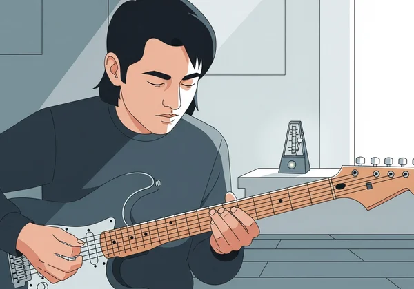 Musicien s’entraînant avec un métronome silencieux